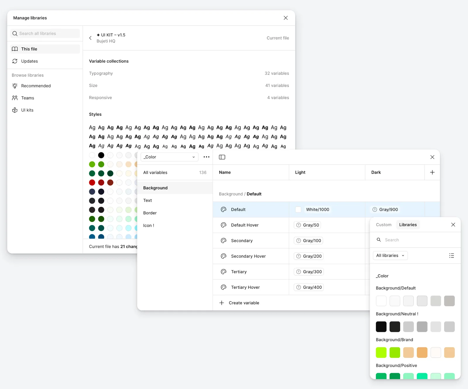 Figma variables and modes
